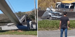 Passarela desaba na Fernão Dias após ser atingida por caminhão; dois morreram