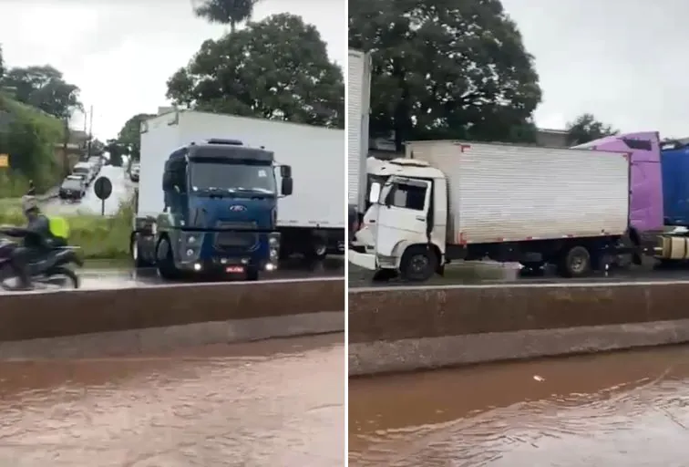 Batida entre caminhões interdita Anel Rodoviário e causa congestionamento de 8 km