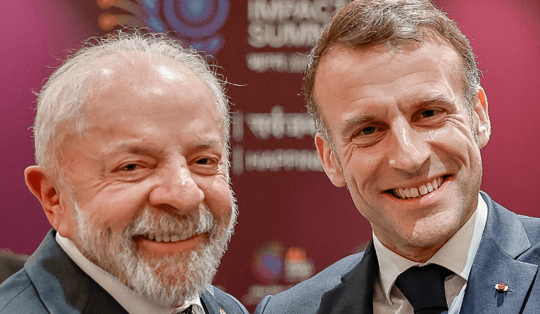 Lula se reúne com Macron na Índia e é convidado para encontro do G7 na França